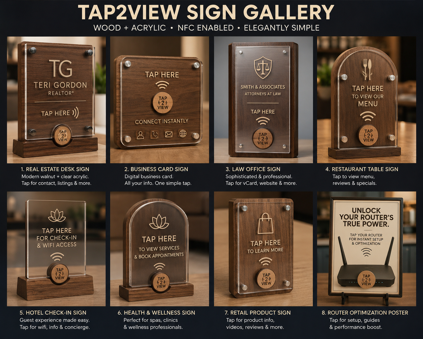 Wood Acrylic Tap2View Collection